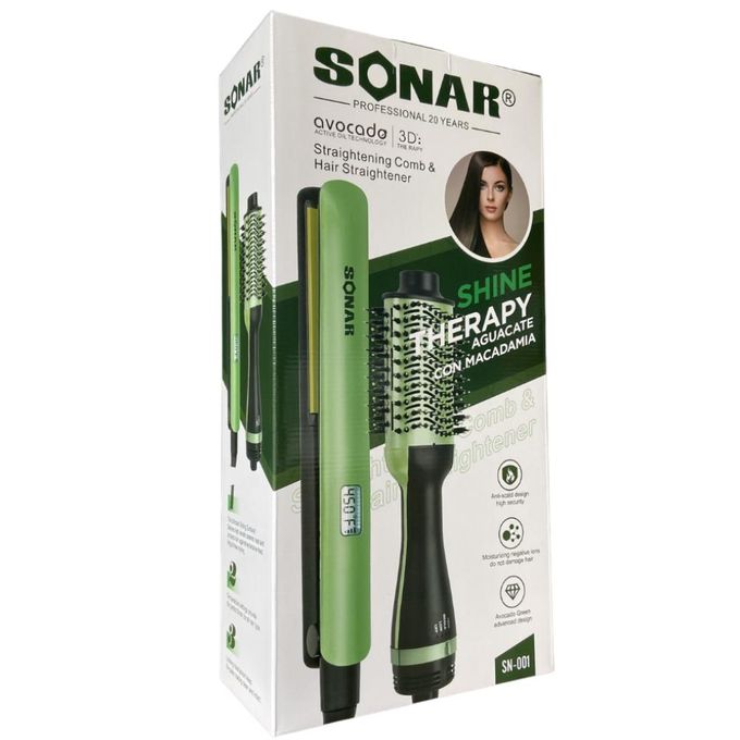 Kit 2 en 1 : Brosse Soufflante + Lisseur Cheveux – Soin Brillance à l’Avocat & Macadamia – Image 3