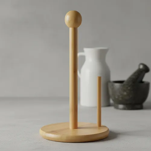 Porte-Essuie-Tout en Bois Naturel | Support Stable pour Rouleau de Cuisine | Design Minimaliste & Durable – Image 3