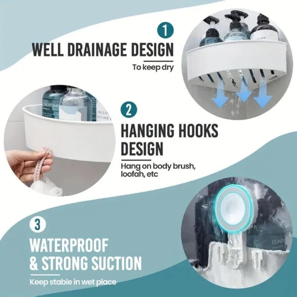 Panier de Rangement d’angle à Ventouses Douche TAILI – Image 4