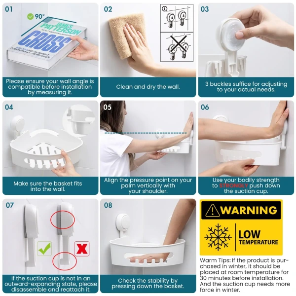 Panier de Rangement d’angle à Ventouses Douche TAILI – Image 5