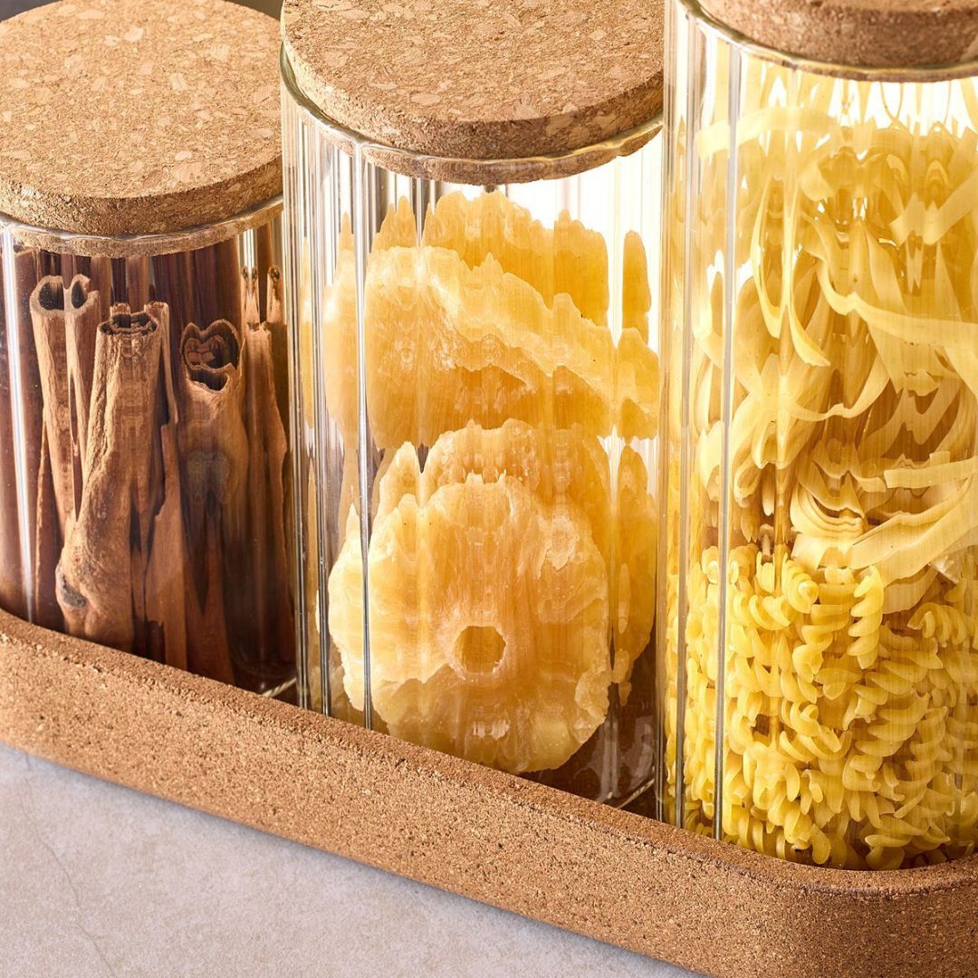 Set de 3 Bocaux en Verre avec Couvercles en Liège – Design Scandinave & Hermétique – Image 3