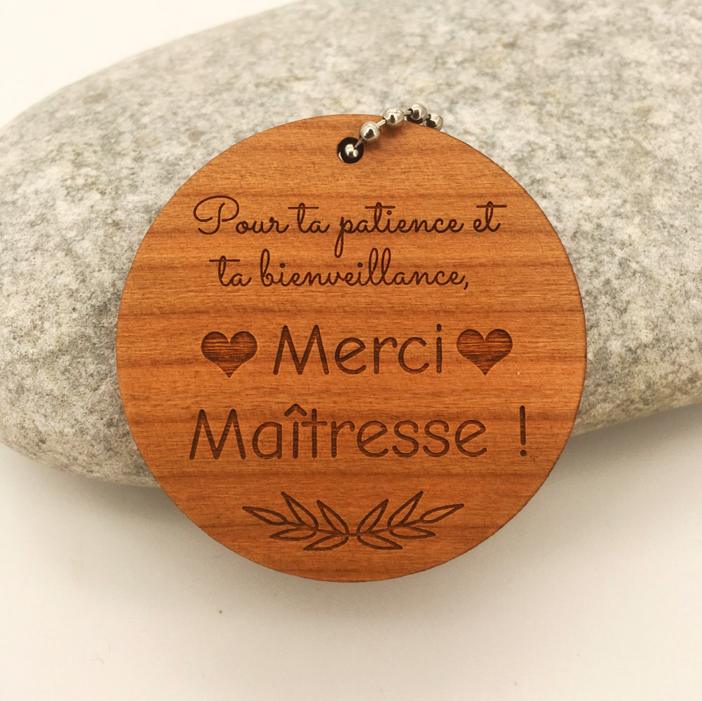Porte-clés personnalisé bois merci Maîtresse – Image 3